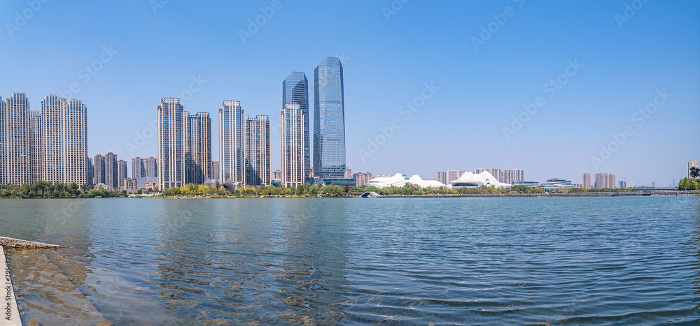 中国湖南省长沙市湘江新区城市风光全景