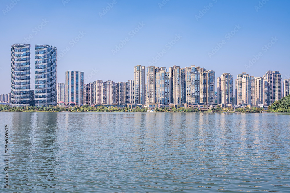 Meixi Lake City Island Viewing Platform and Construction of Intensive Real Estate in Changsha City, 