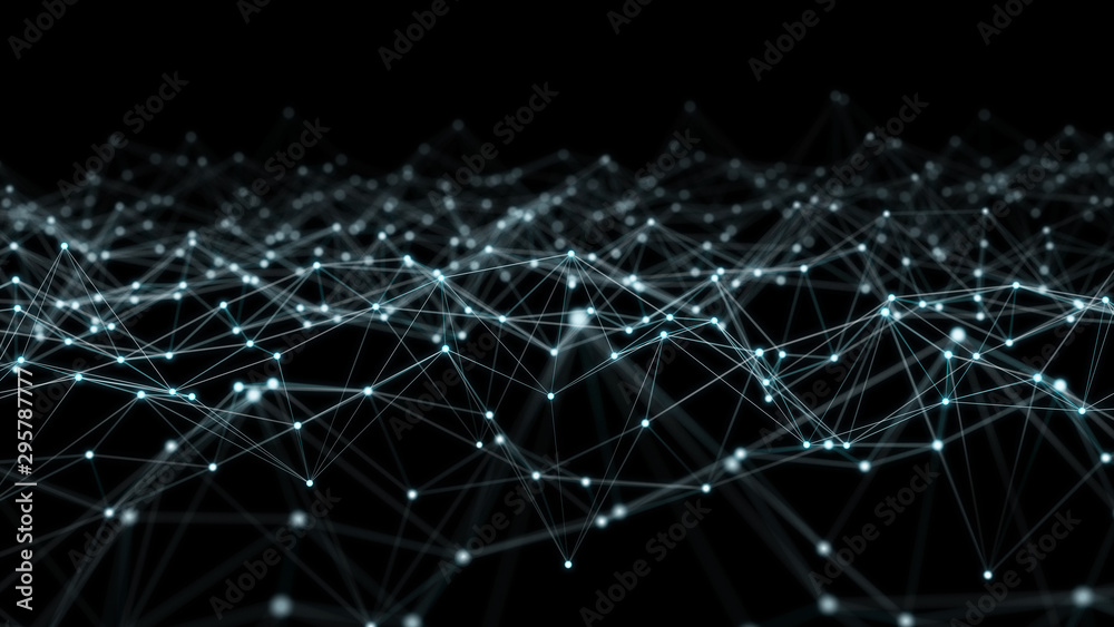 Abstract connection blue background network 3D rendering