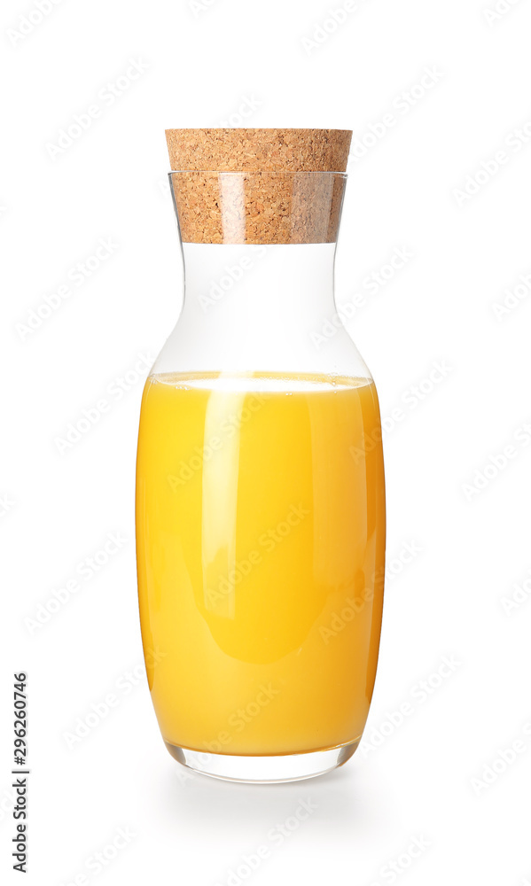 Bottle of fresh juice isolated on white