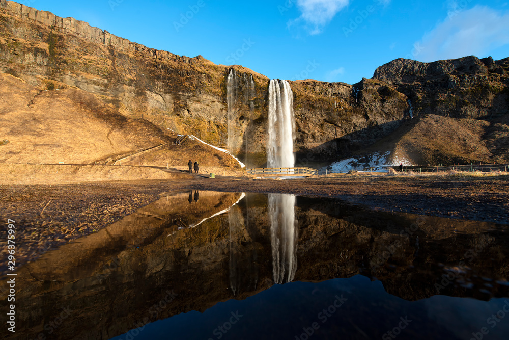 Seljalandsfoss waterfall is located in the South Region in Iceland.