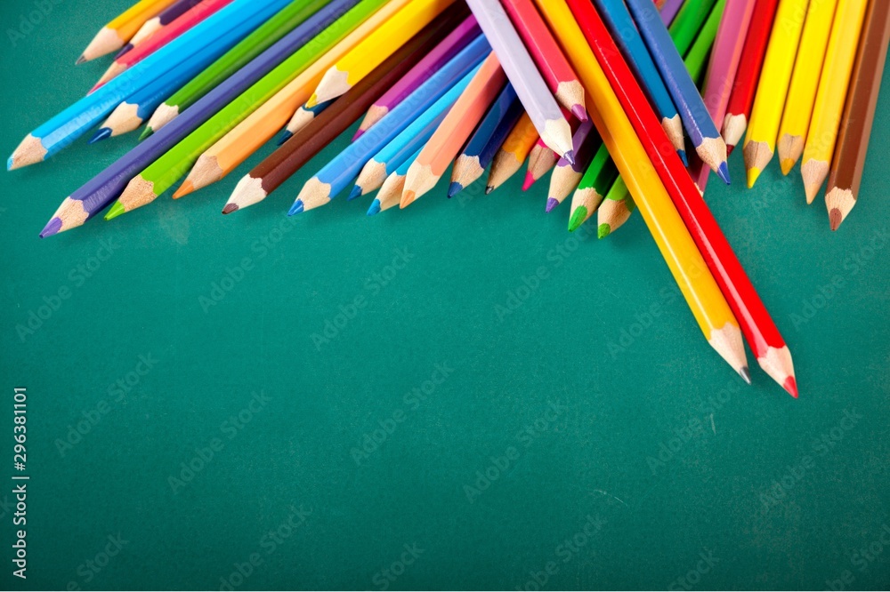 Assortment  of School supplies on  background