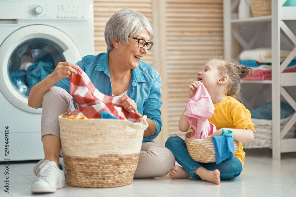 family doing laundry