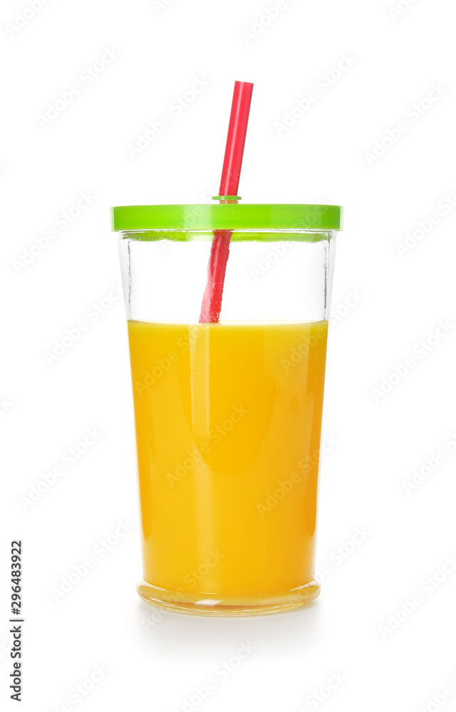 Glass of fresh juice isolated on white