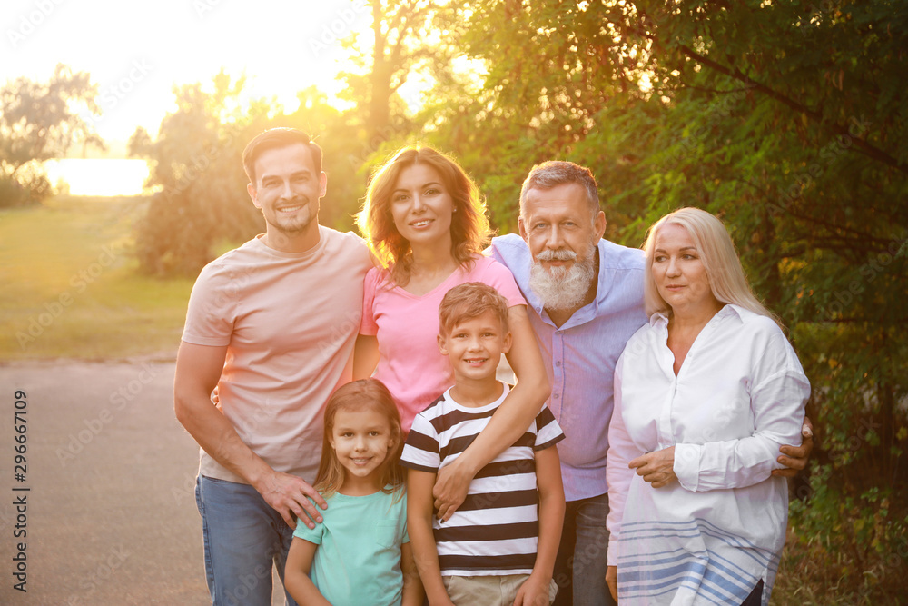 Portrait of big family in park