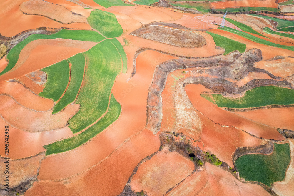 aerial view of yunnan red land