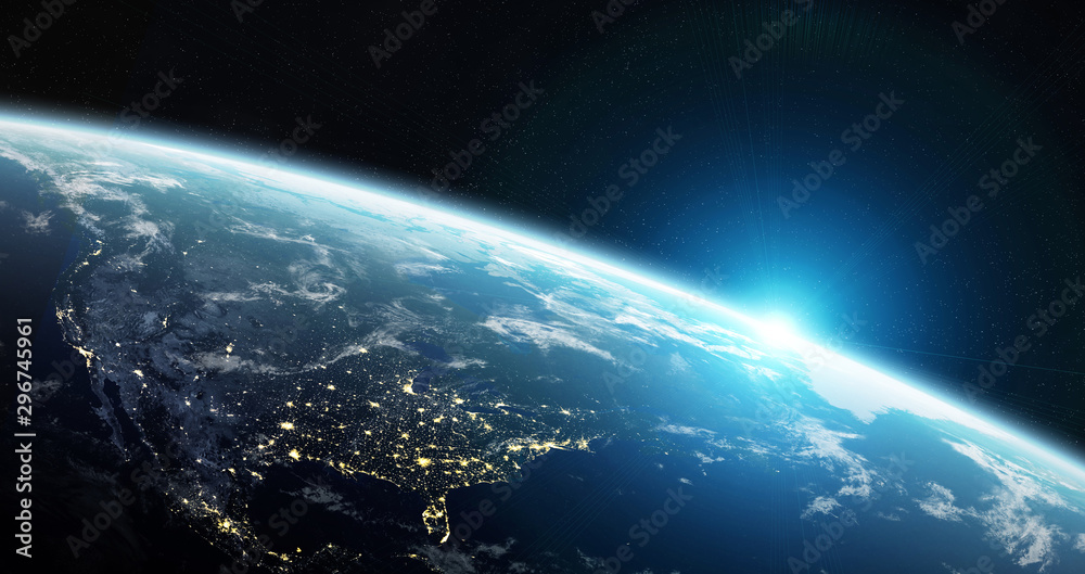 View of blue planet Earth in space 3D rendering elements of this image furnished by NASA