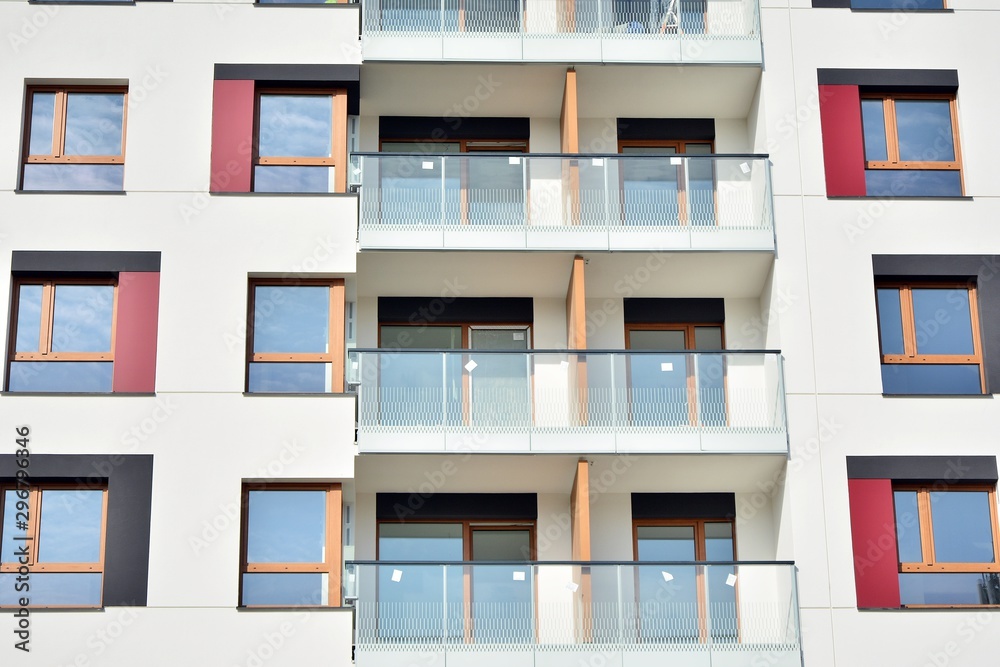 Modern European residential apartment buildings quarter. Abstract architecture, fragment of modern u