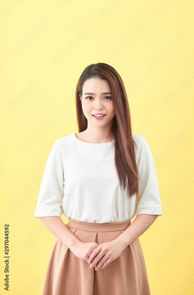 Portrait of beautiful young asian woman happiness standing