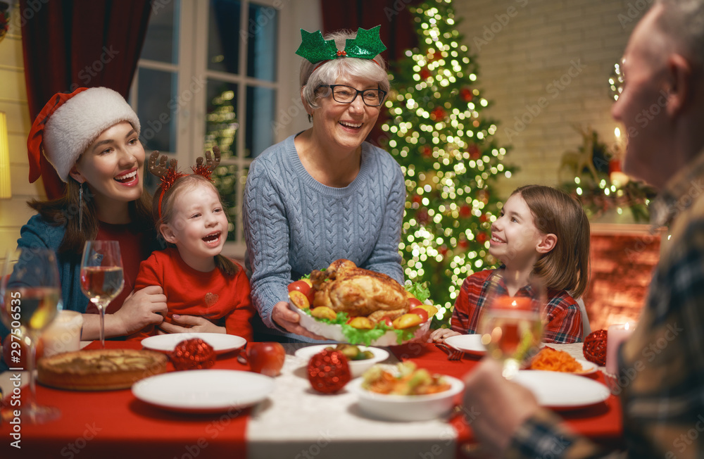 family celebrating Christmas