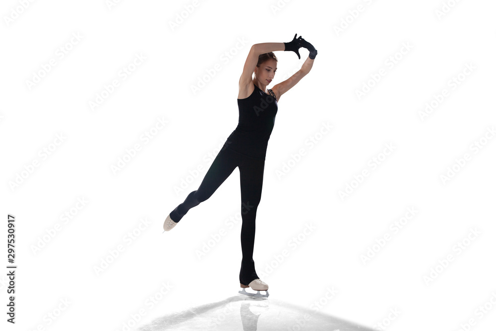 Figure skating girl isolated on white.