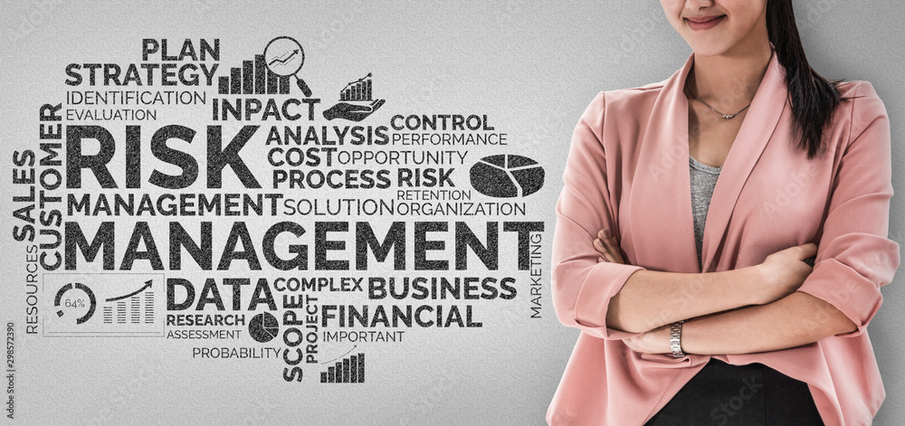 Risk Management and Assessment for Business Investment Concept. Modern graphic interface showing sym