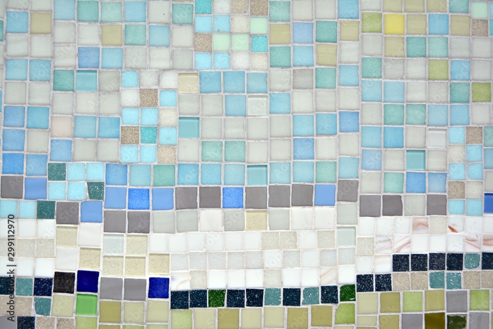 Colorful mosaic glass tile wall