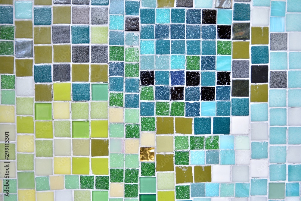 Colorful mosaic glass tile wall