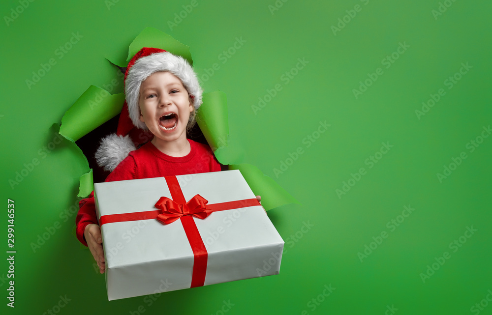 girl with Christmas gift.