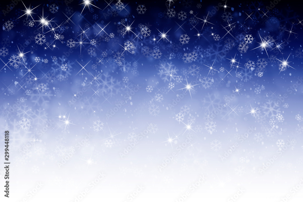 abstract blue christmas background with stars and snowflakes