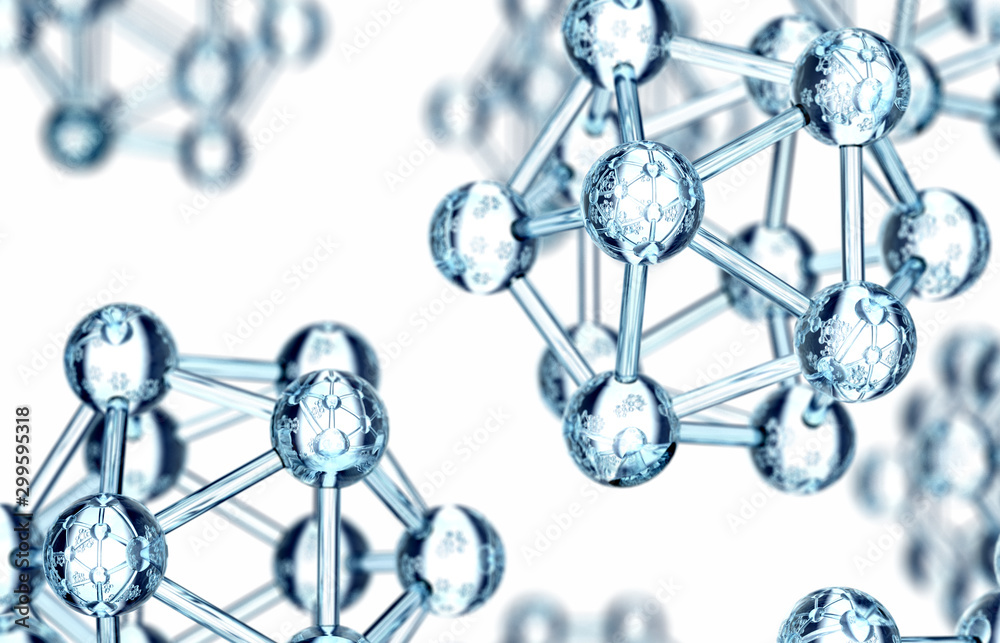 科学背景.3d渲染。分子或原子设计，科学或化学的抽象结构