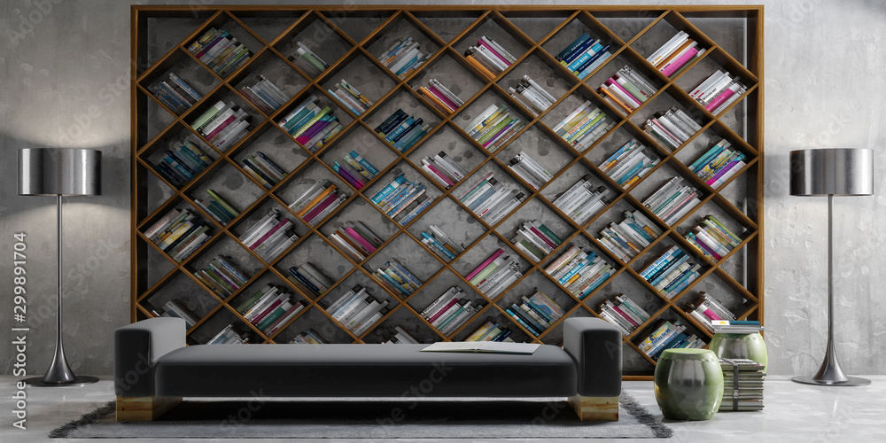 Bookshelf Presentation (panoramic) - 3d visualization