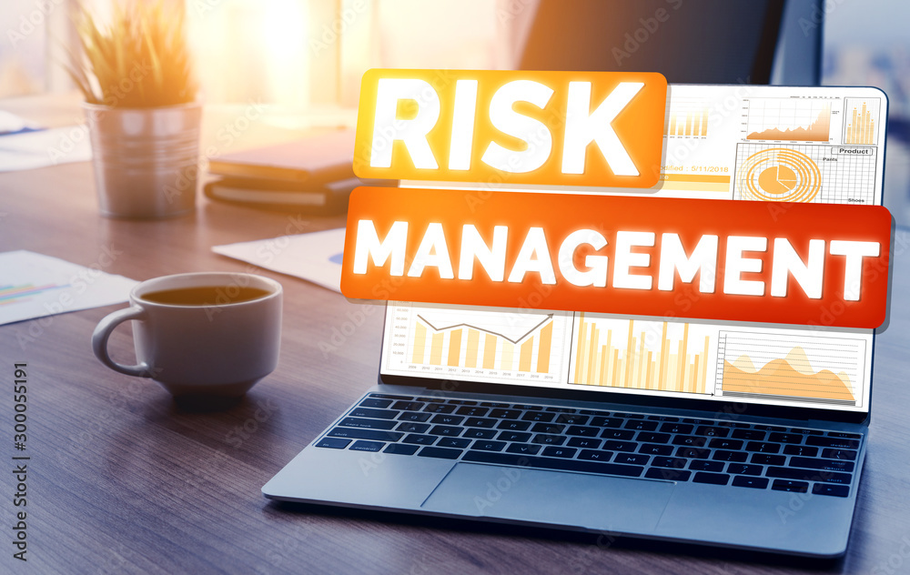 Risk Management and Assessment for Business Investment Concept. Modern graphic interface showing sym