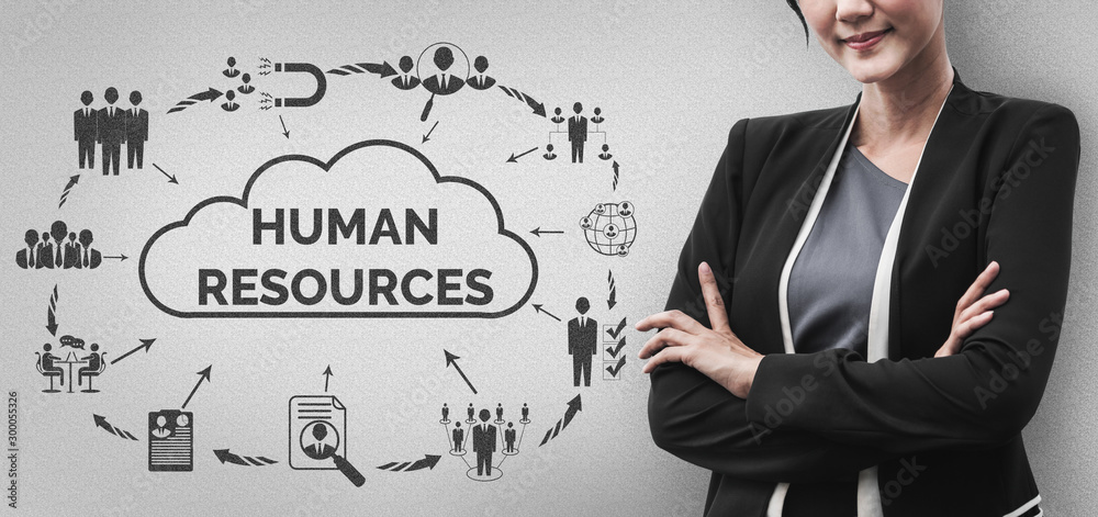 Human Resources Recruitment and People Networking Concept. Modern graphic interface showing professi