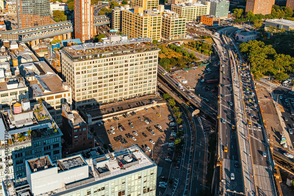 Aerial view of the Manhattan Bridge in New York City