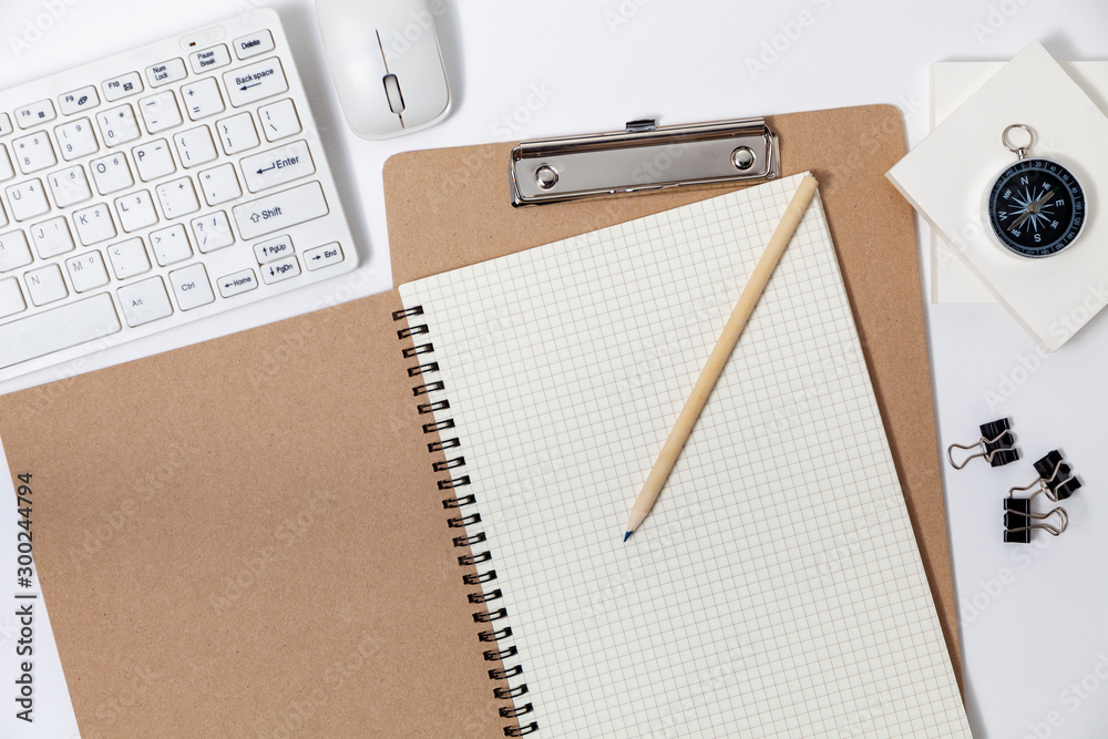 Office desk table of Business workplace and business objects