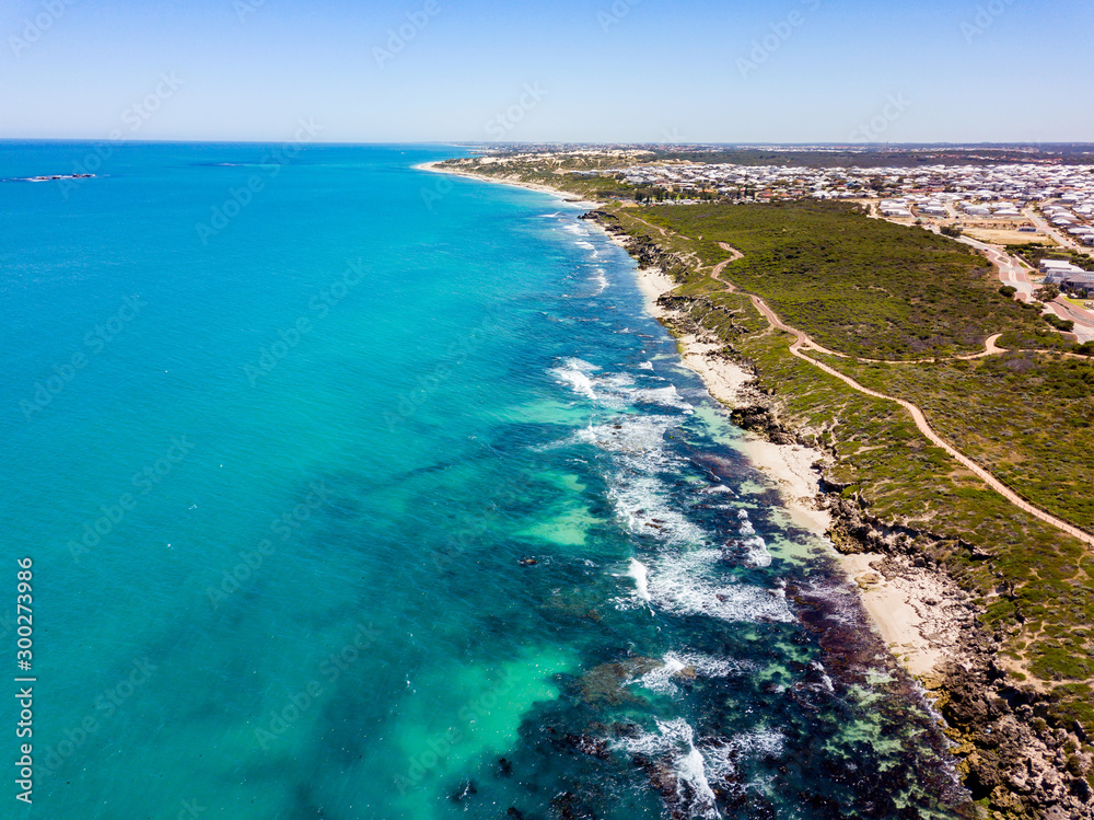 Aerial photograph over Iluka (Burns Beach, Ocean Reef, and Mullaloo) coastline in the northern subur