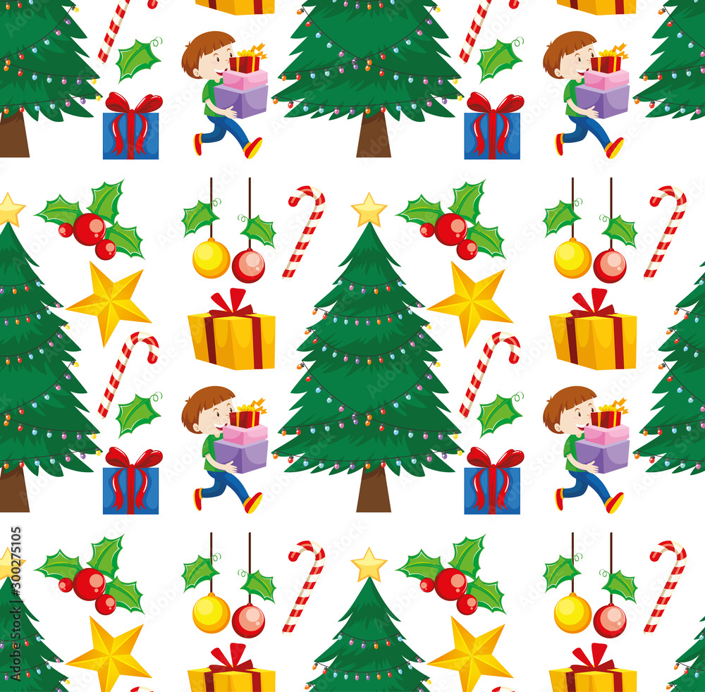 Seamless background design with christmas theme