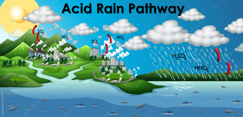 酸雨路径示意图