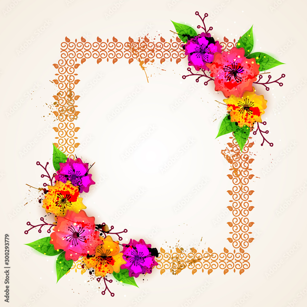 Square shaped frame with colorful flowers.