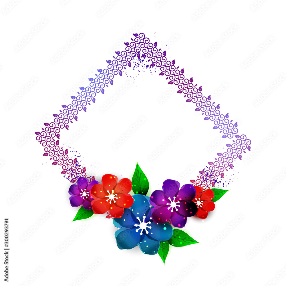 Colorful flowers decorated frame design.