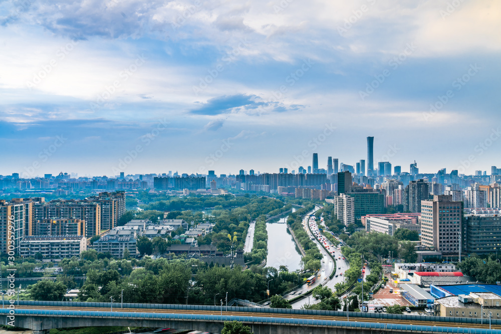 中国北京CBD天际线的白天景色