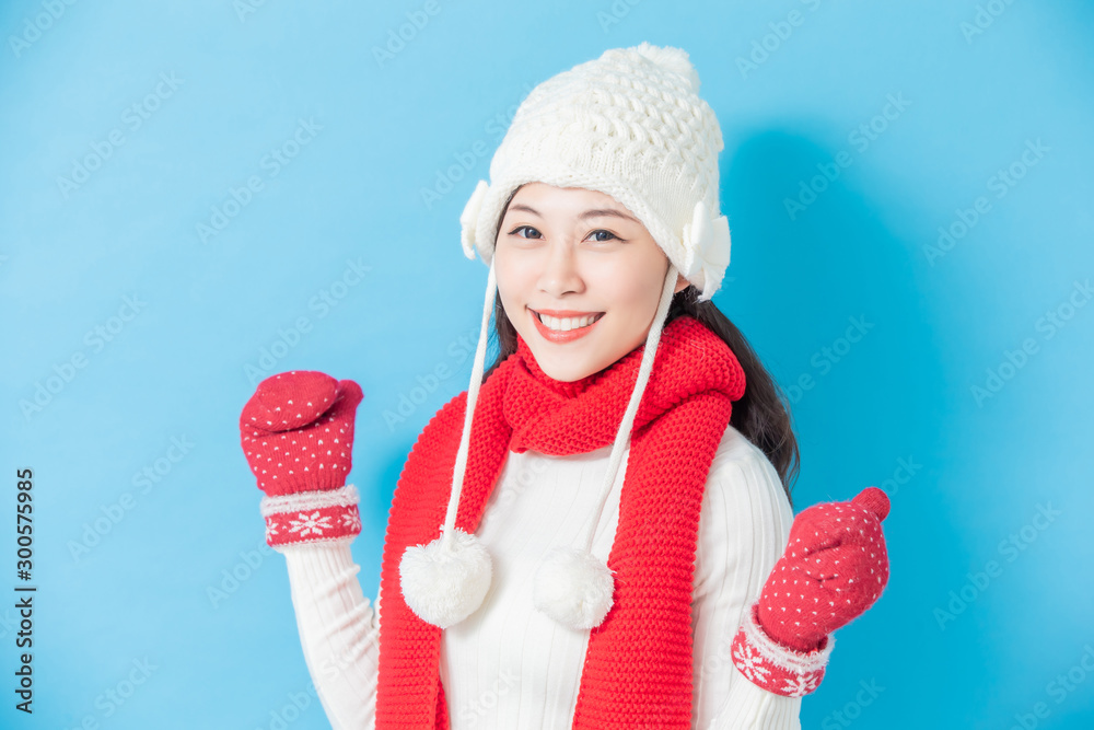 asian woman wear winter clothes