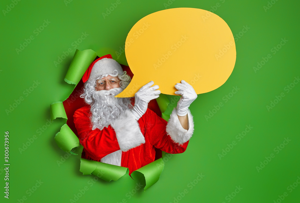 Santa Claus on color background.