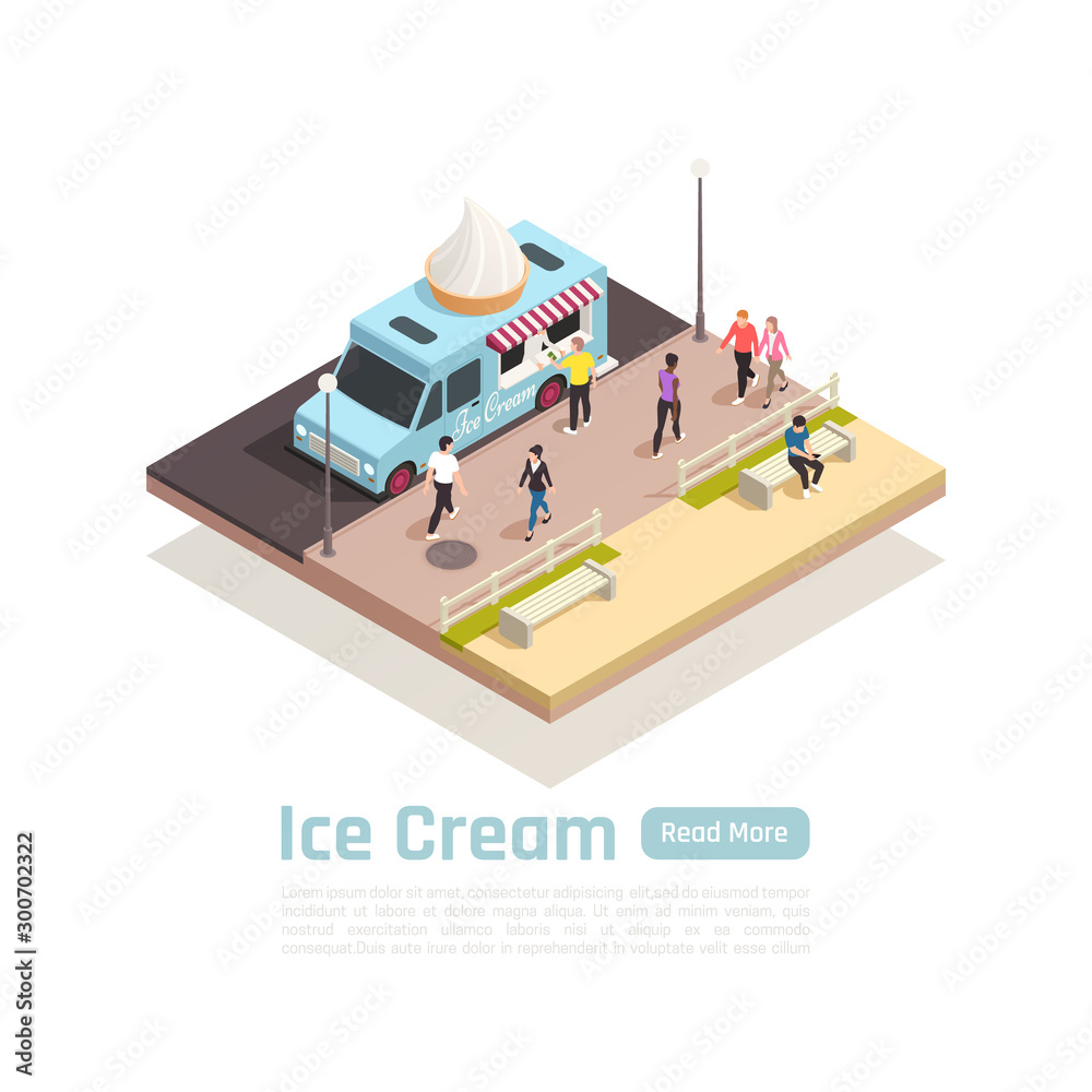 Street Carts Trucks Isometric Concept