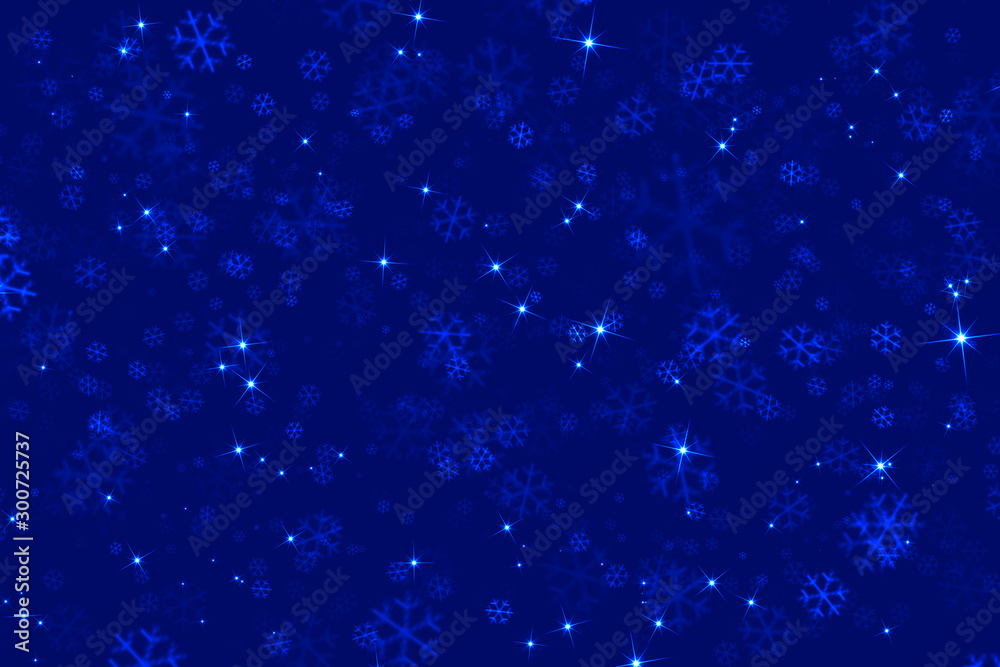 abstract blue christmas  background with stars and snowflakes