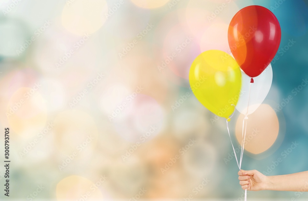 Bunch of colorful balloons on white background