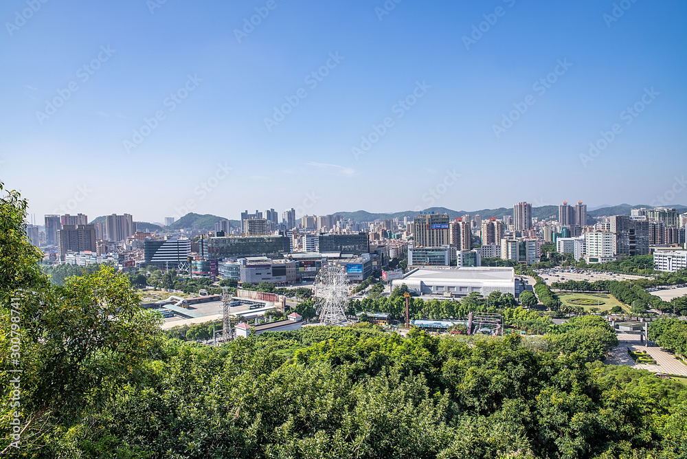 City Building Skyline of Humen Town, Dongguan City, Guangdong Province, China