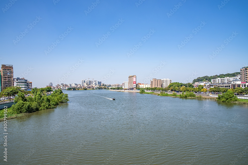 广东省东莞市虎门镇珠江太平水道河滨风光