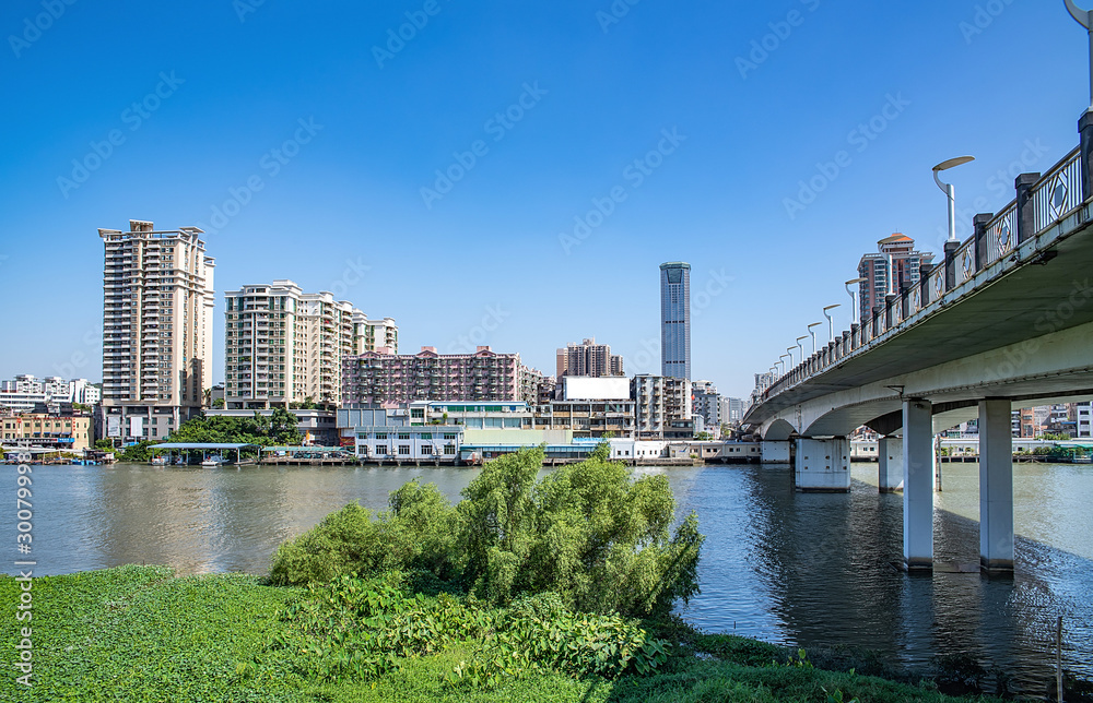 广东省东莞市虎门镇珠江太平水道河滨风光