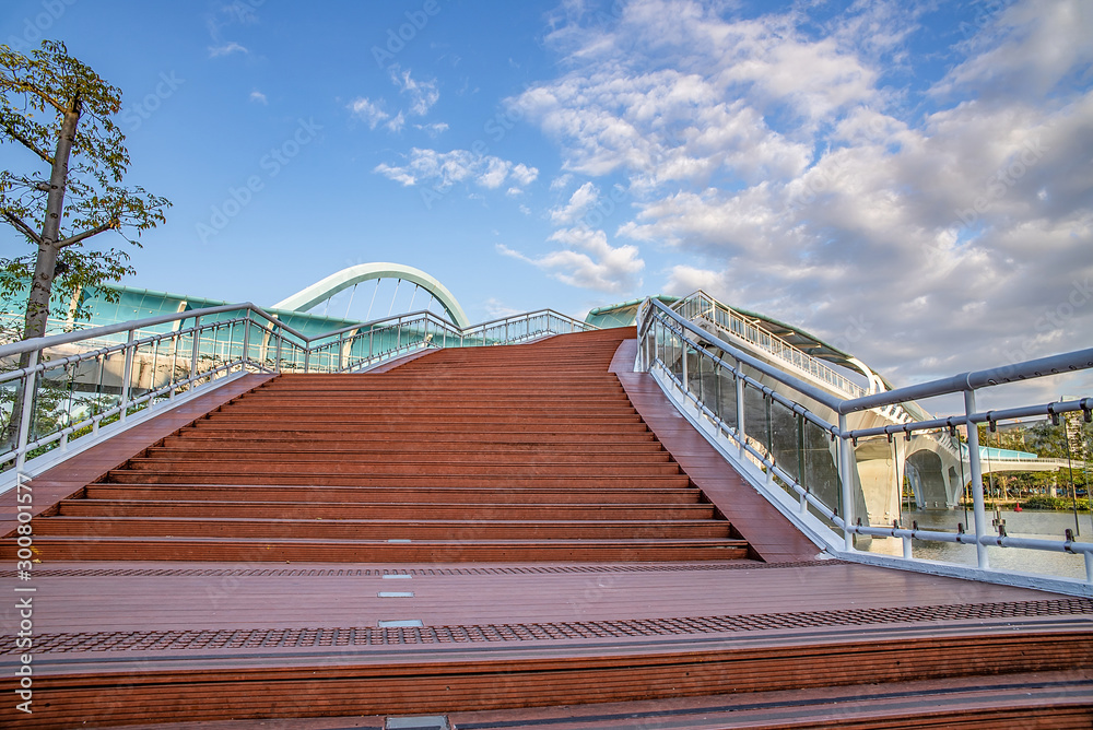 Building scenery of the banana gate pedestrian bridge in Nansha District, Guangzhou, China