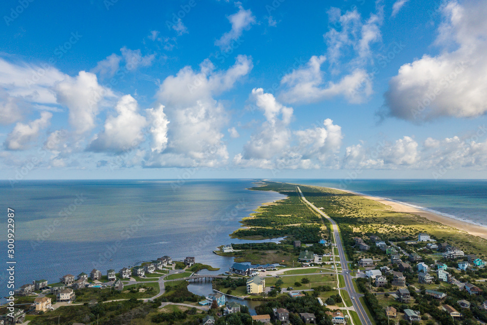 Aerial photo of beach town at Atlantic coast of America