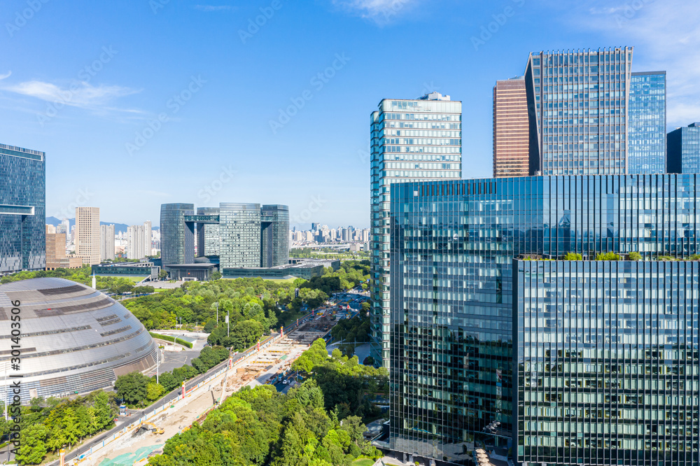 city skyline in hangzhou china