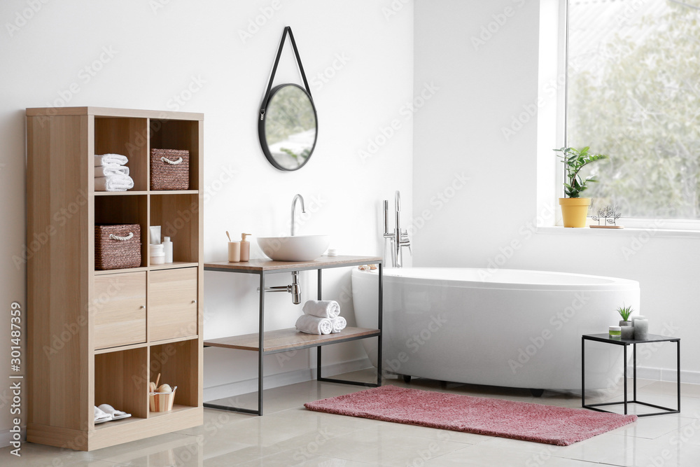 Interior of modern clean bathroom