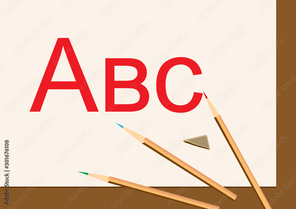 background for the design of stationery pencils letters paper