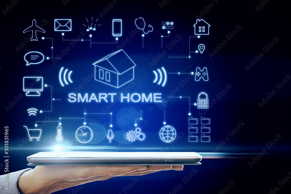 tablet with concept of smart home