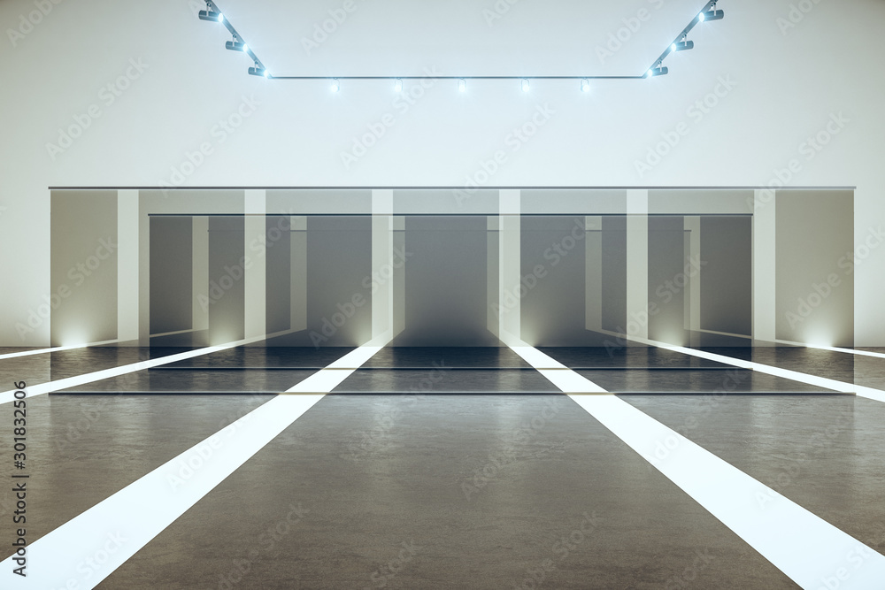 Minimalist white futuristic gallery