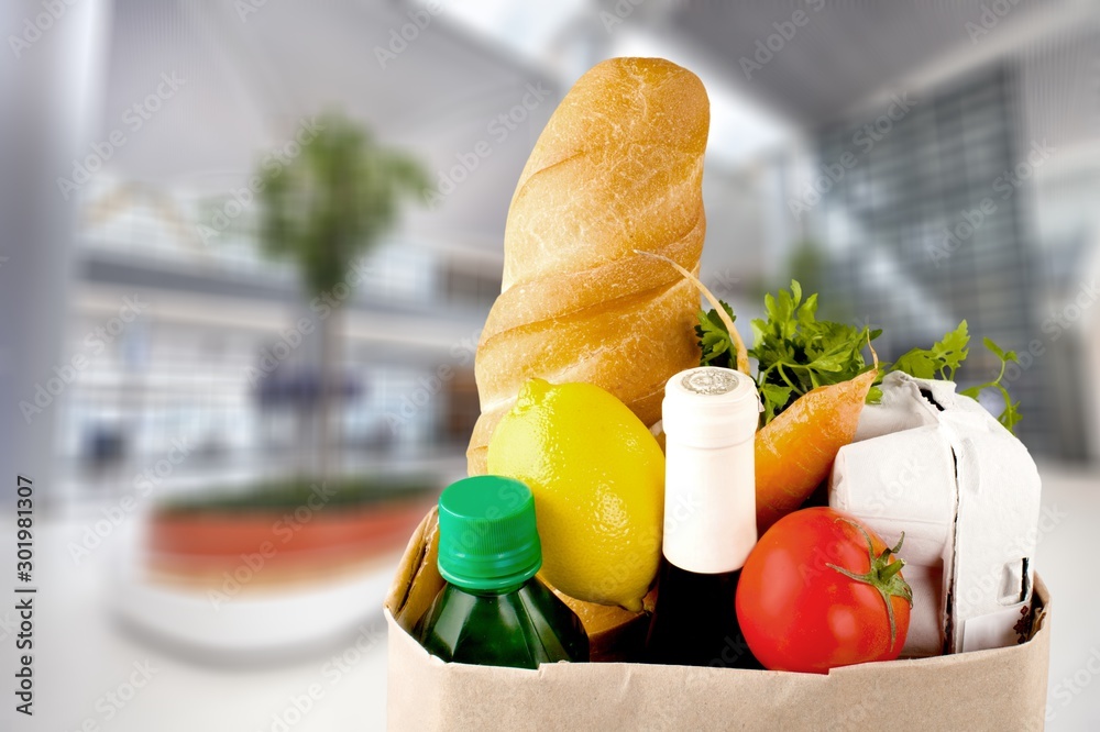 Full shopping  bag, isolated over  background