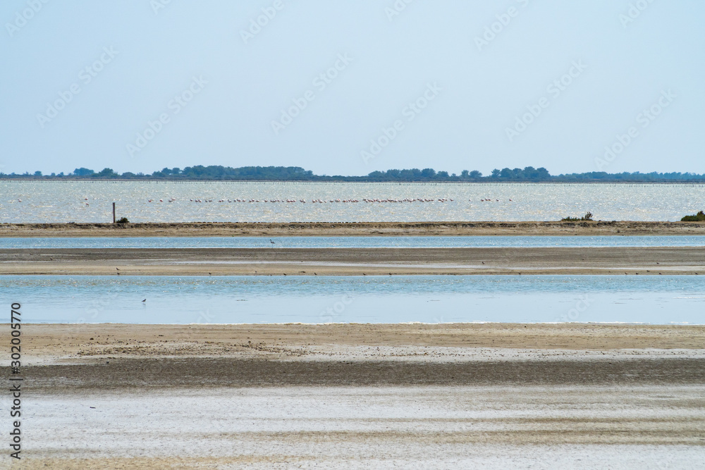 The colorful landscape of a salt sea industry