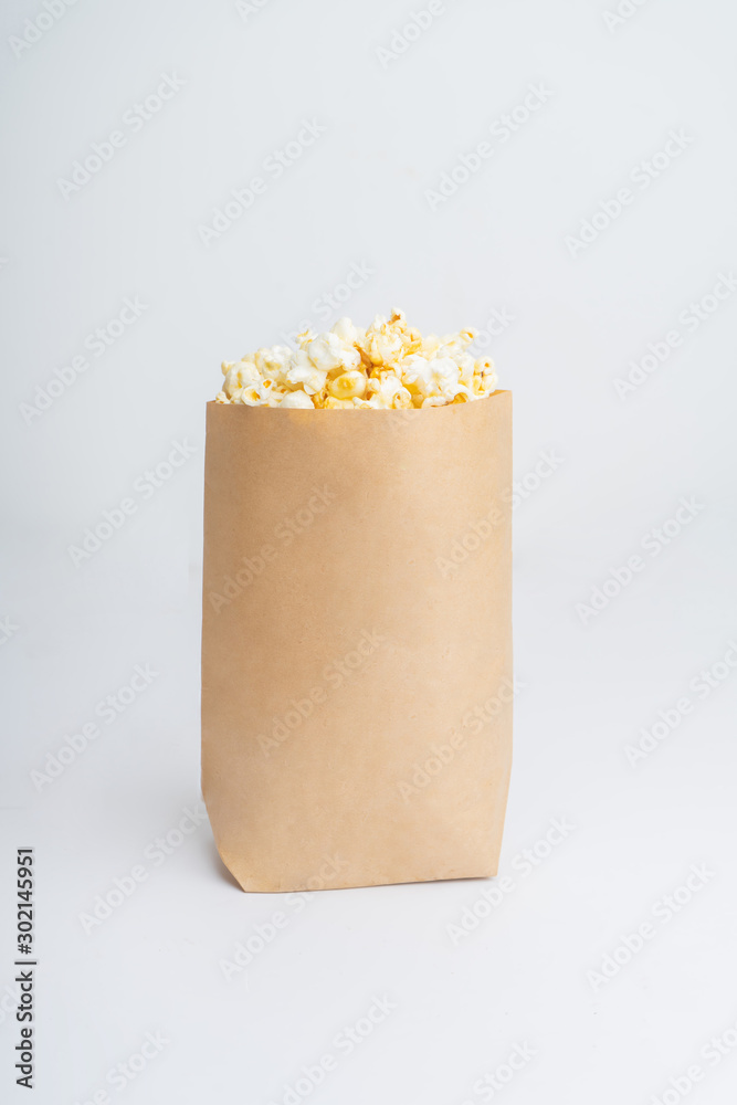 a lot of popcorn in white background